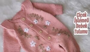 İşlemeli Örgü Bebek Tulum – Şişle Örülen Model