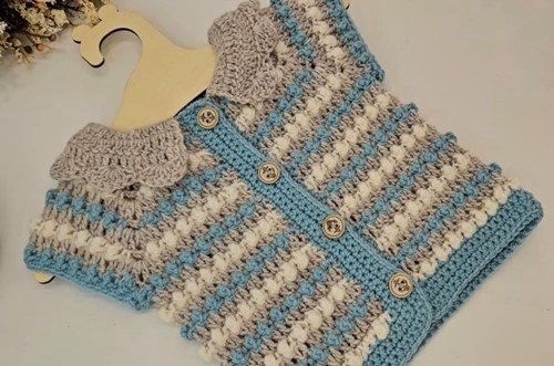 Pıtırcıklı Tığ İşi Bebek Yeleği Modeli