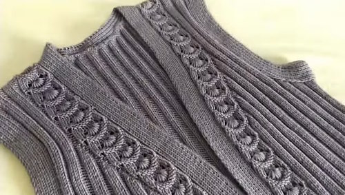 İstiridye yelek modeli üst yaka ve kol oyuntusu detay görüntüsü