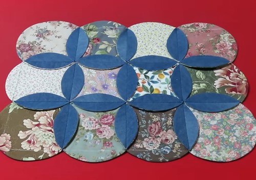 Patchwork kot kumaş kadın çantası için çiçek desenli ön yüzün oluşturulması